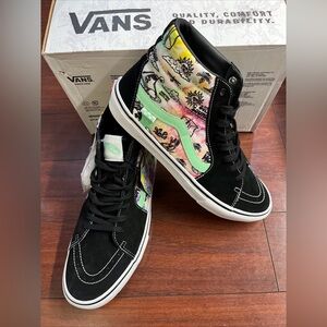 Mens 13 Vans Skate Sk8-Hi Top Suede Shroom Doom Black Green Shoe New HALF BOX